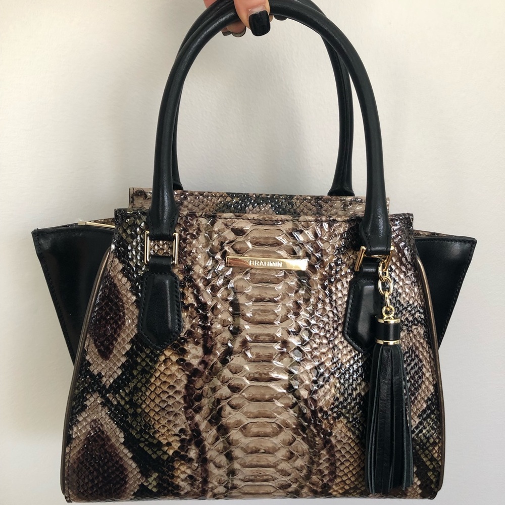 Mini Priscilla Snake Embossed Leather Satchel
